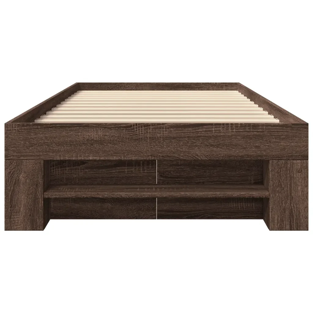 Letto singolo | Letto per adulti | Giroletto senza Materasso Rovere Marrone 75x190cm in Truciolato - Image 5