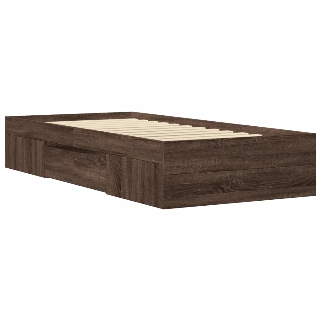 Letto singolo | Letto per adulti | Giroletto senza Materasso Rovere Marrone 75x190cm in Truciolato - Image 7