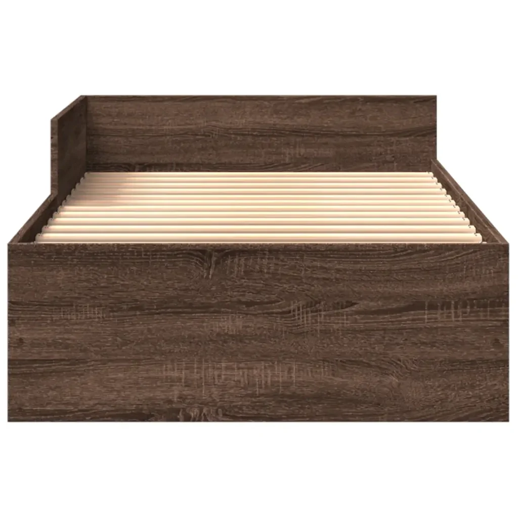 Letto singolo | Letto per adulti | Giroletto senza Materasso Rovere Marrone 75x190cm in Truciolato - Image 5