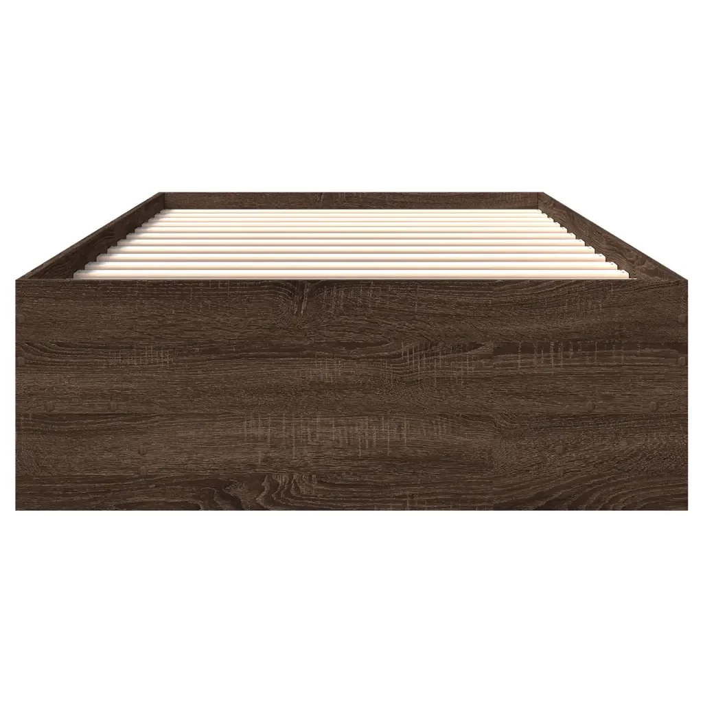Letto singolo | Letto per adulti | Giroletto senza Materasso Rovere Marrone 75x190cm in Truciolato - Image 5