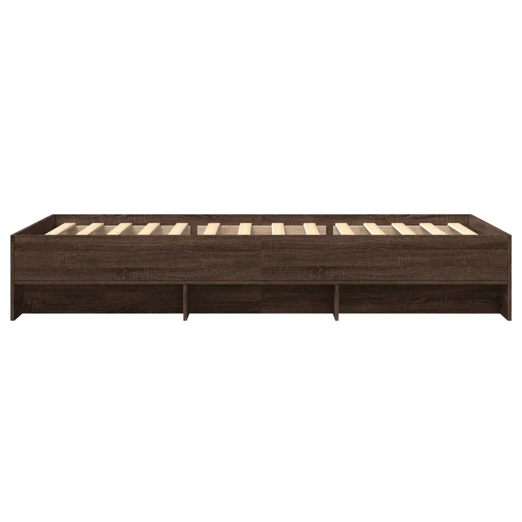 Letto singolo | Letto per adulti | Giroletto senza Materasso Rovere Marrone 75x190cm in Truciolato - Image 6