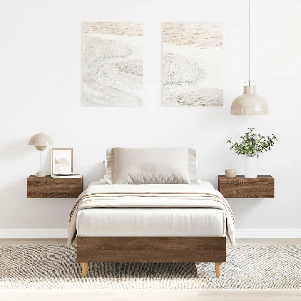 Letto singolo | Letto per adulti | Giroletto senza Materasso Rovere Marrone 75x190cm in Truciolato - Image 2