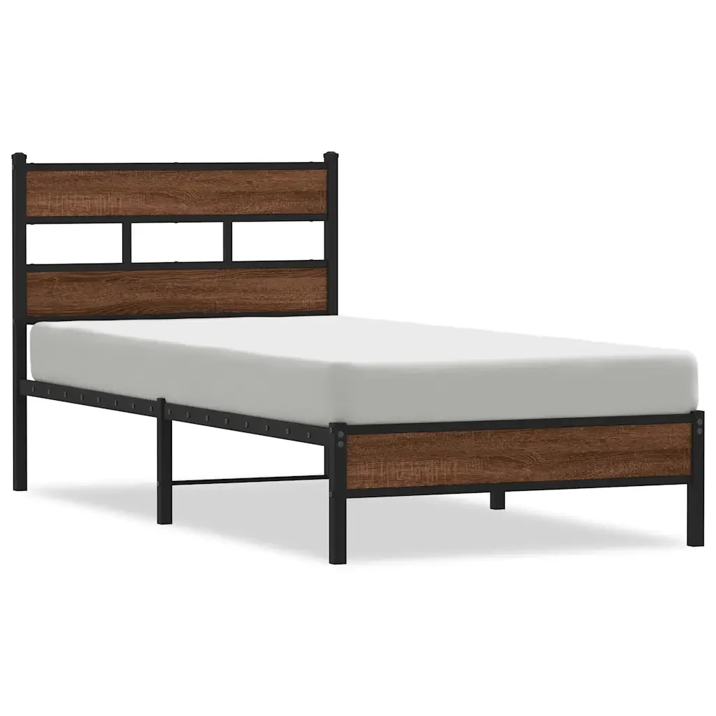 Letto singolo | Letto per adulti | Giroletto senza Materasso Rovere Marrone 75x190cm in Truciolato