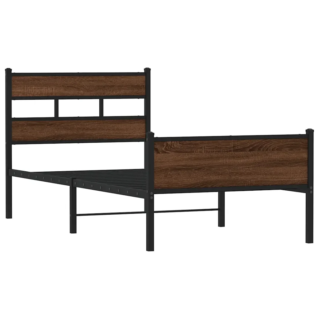 Letto singolo | Letto per adulti | Giroletto senza Materasso Rovere Marrone 75x190cm in Truciolato - Image 4