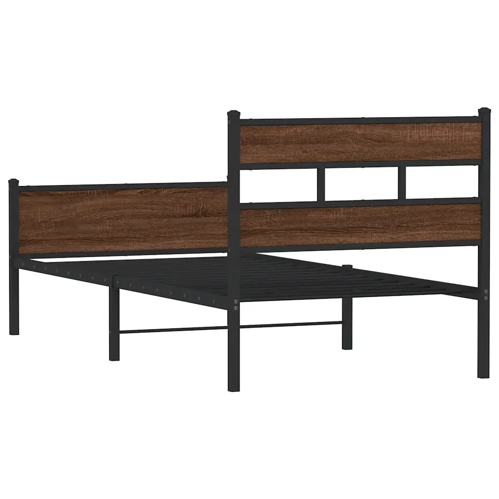 Letto singolo | Letto per adulti | Giroletto senza Materasso Rovere Marrone 75x190cm in Truciolato - Image 6