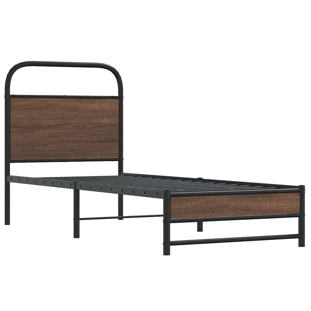 Letto singolo | Letto per adulti | Giroletto senza Materasso Rovere Marrone 75x190cm in Truciolato - Image 4