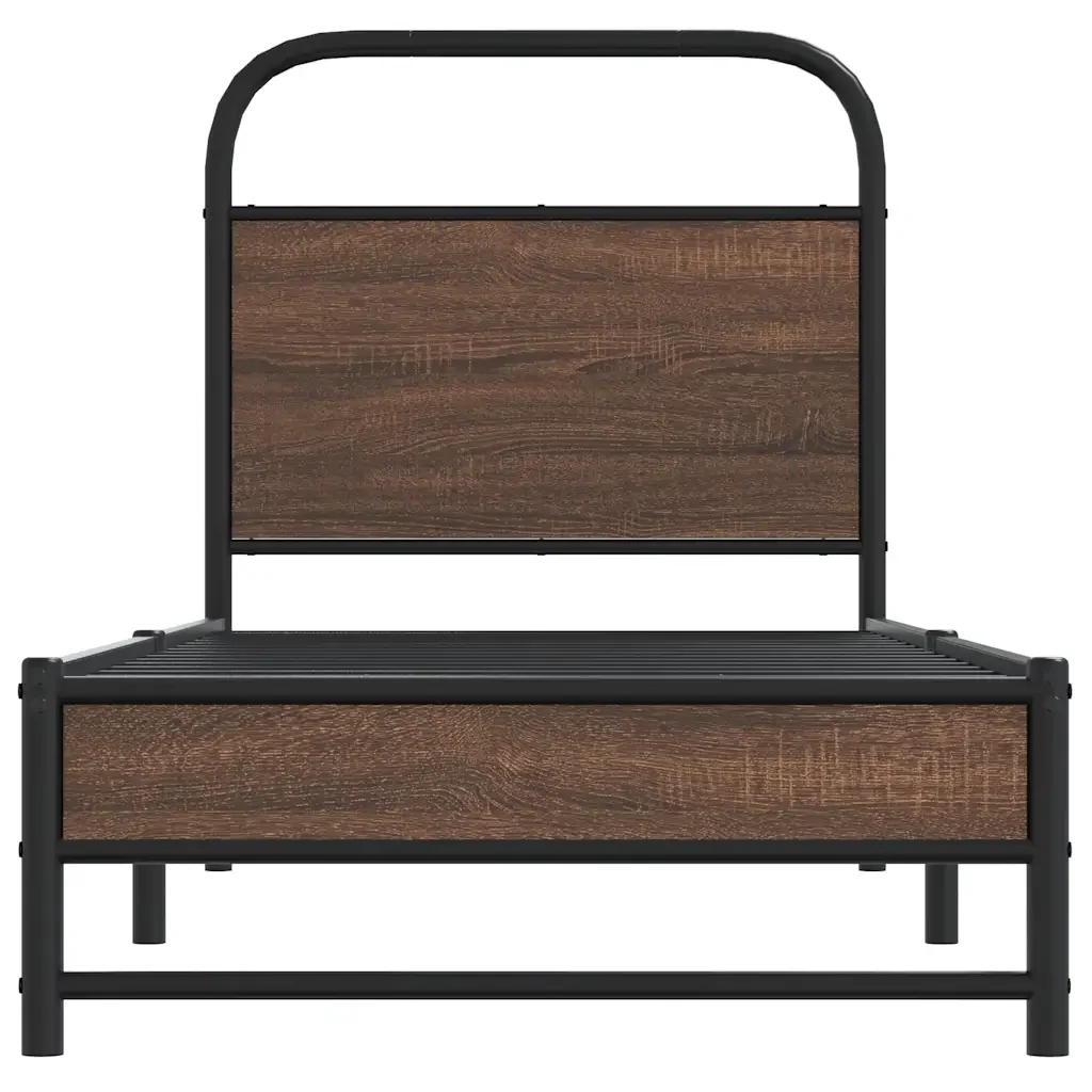Letto singolo | Letto per adulti | Giroletto senza Materasso Rovere Marrone 75x190cm in Truciolato - Image 5