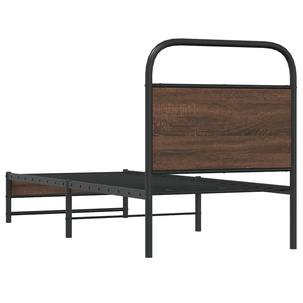 Letto singolo | Letto per adulti | Giroletto senza Materasso Rovere Marrone 75x190cm in Truciolato - Image 7