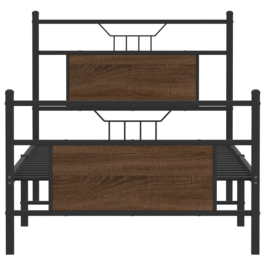 Letto singolo | Letto per adulti | Giroletto senza Materasso Rovere Marrone 75x190cm in Truciolato - Image 6