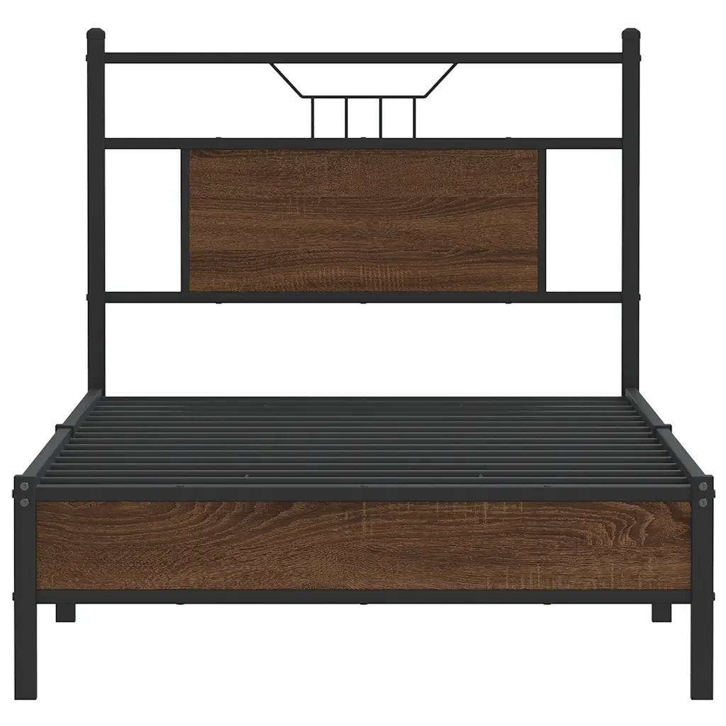Letto singolo | Letto per adulti | Giroletto senza Materasso Rovere Marrone 75x190cm in Truciolato - Image 6