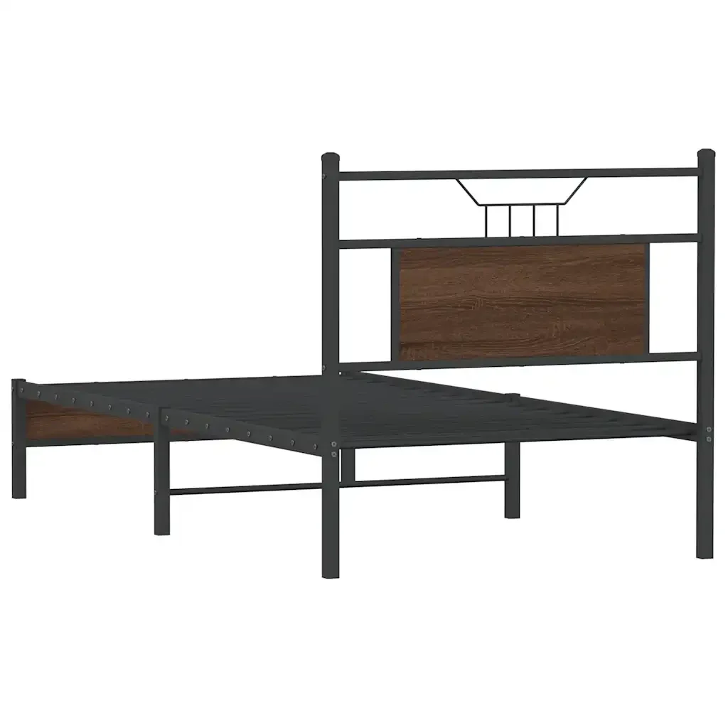 Letto singolo | Letto per adulti | Giroletto senza Materasso Rovere Marrone 75x190cm in Truciolato - Image 8