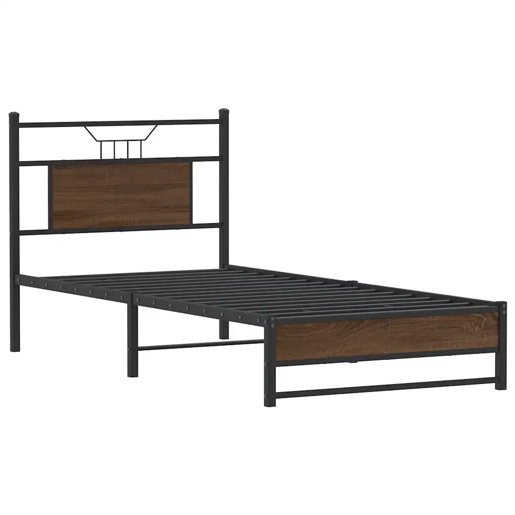 Letto singolo | Letto per adulti | Giroletto senza Materasso Rovere Marrone 75x190cm in Truciolato - Image 4
