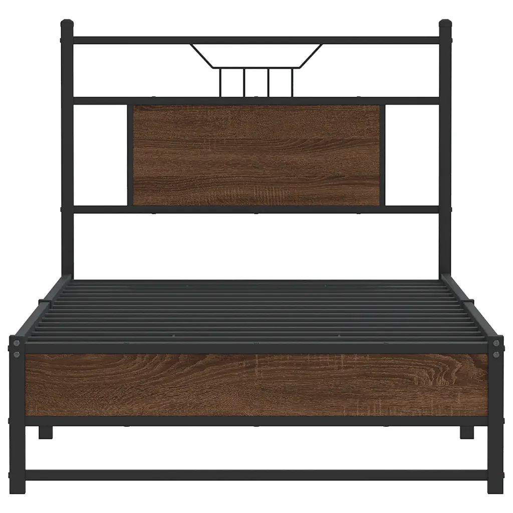 Letto singolo | Letto per adulti | Giroletto senza Materasso Rovere Marrone 75x190cm in Truciolato - Image 6
