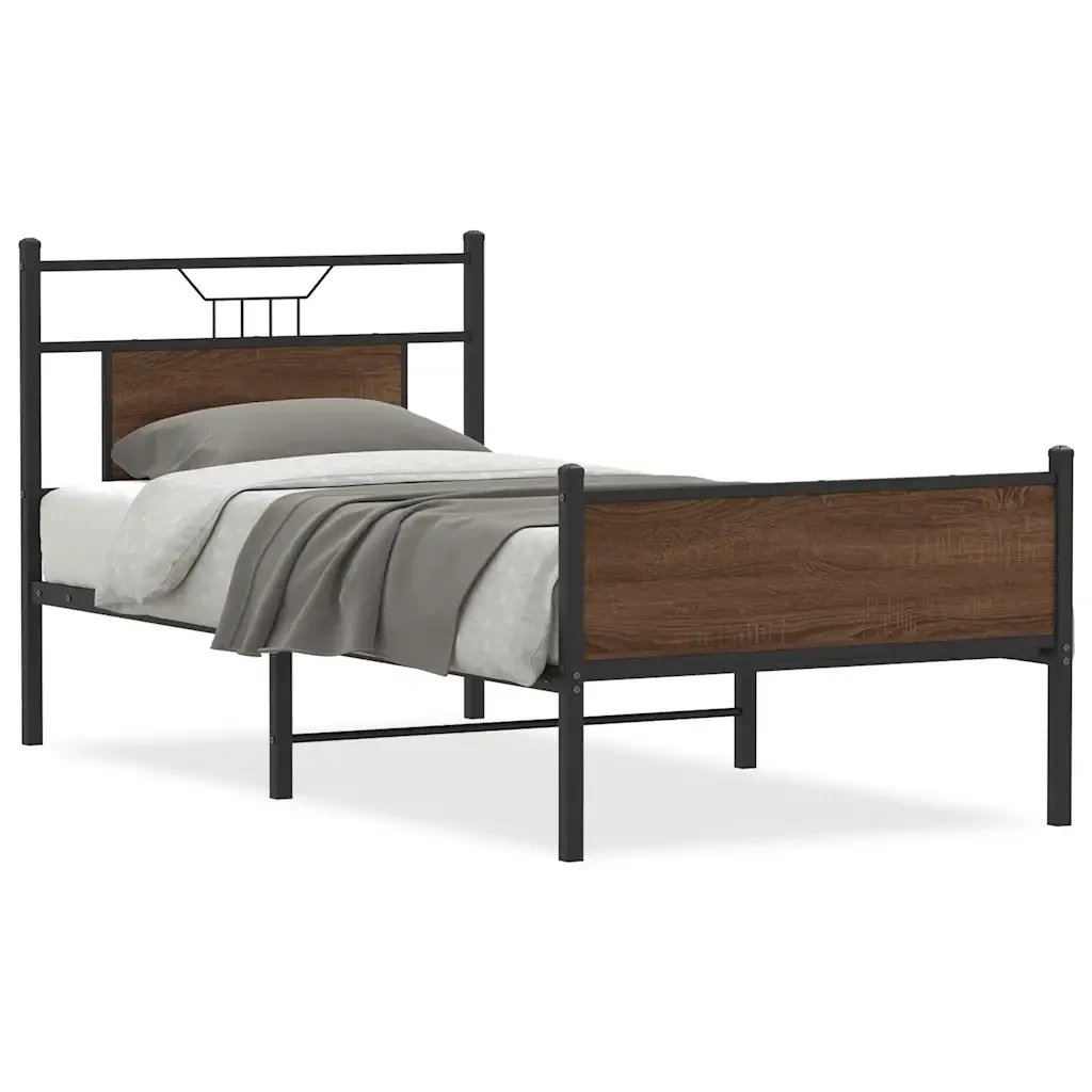Letto singolo | Letto per adulti | Giroletto senza Materasso Rovere Marrone 75x190cm in Truciolato