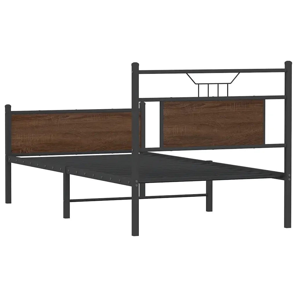 Letto singolo | Letto per adulti | Giroletto senza Materasso Rovere Marrone 75x190cm in Truciolato - Image 8