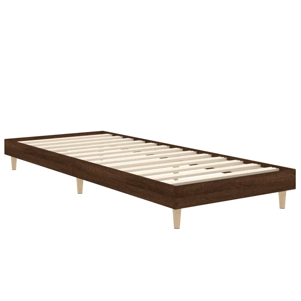 Letto singolo | Letto per adulti | Giroletto senza Materasso Rovere Marrone 75x190cm in Truciolato - Image 3