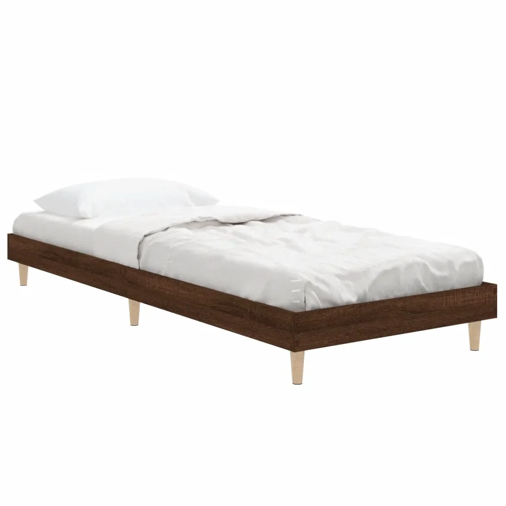 Letto singolo | Letto per adulti | Giroletto senza Materasso Rovere Marrone 75x190cm in Truciolato - Image 5