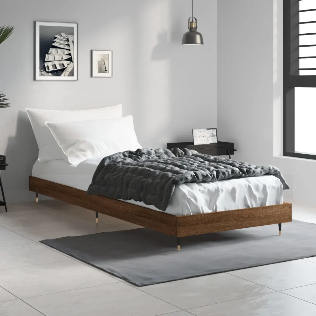 Letto singolo | Letto per adulti | Giroletto senza Materasso Rovere Marrone 75x190cm in Truciolato - Image 4