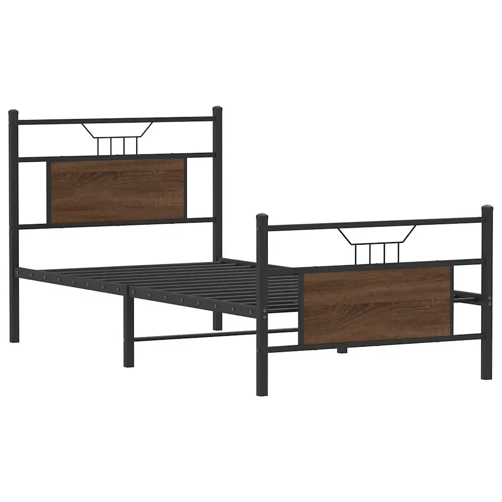 Letto singolo | Letto per adulti | Giroletto senza Materasso Rovere Marrone 80x200cm in Truciolato - Image 3