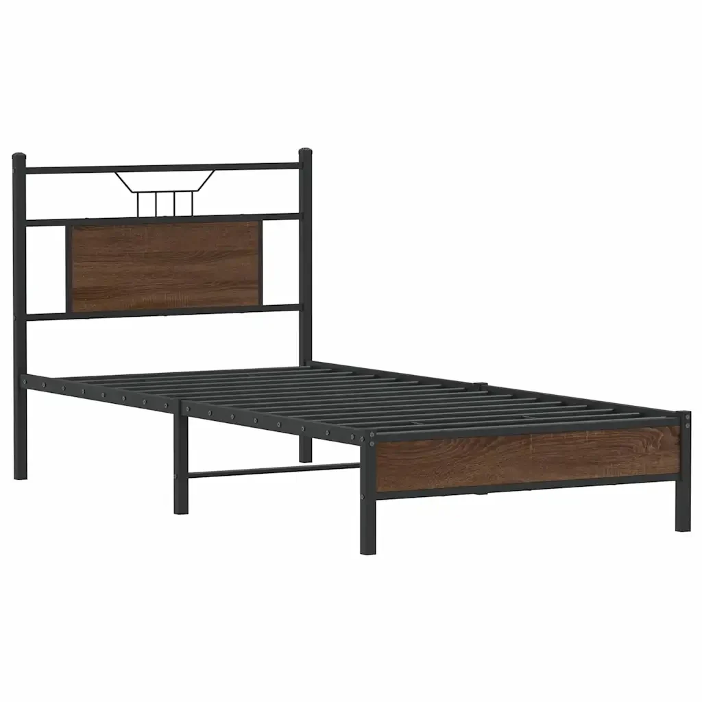 Letto singolo | Letto per adulti | Giroletto senza Materasso Rovere Marrone 80x200cm in Truciolato - Image 4
