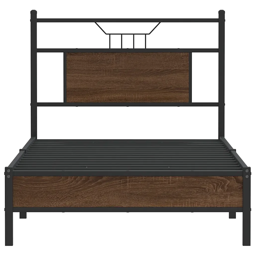Letto singolo | Letto per adulti | Giroletto senza Materasso Rovere Marrone 80x200cm in Truciolato - Image 6