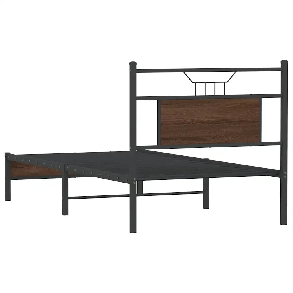 Letto singolo | Letto per adulti | Giroletto senza Materasso Rovere Marrone 80x200cm in Truciolato - Image 8