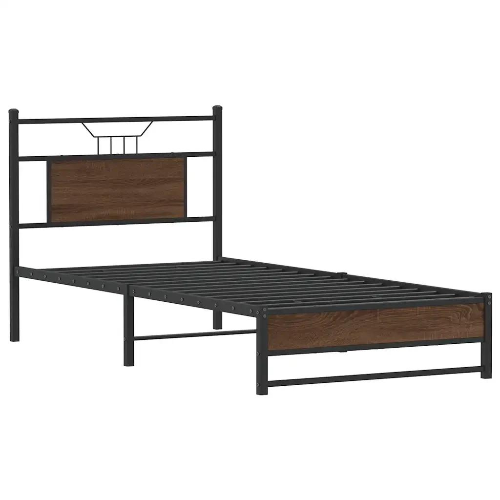 Letto singolo | Letto per adulti | Giroletto senza Materasso Rovere Marrone 80x200cm in Truciolato - Image 4