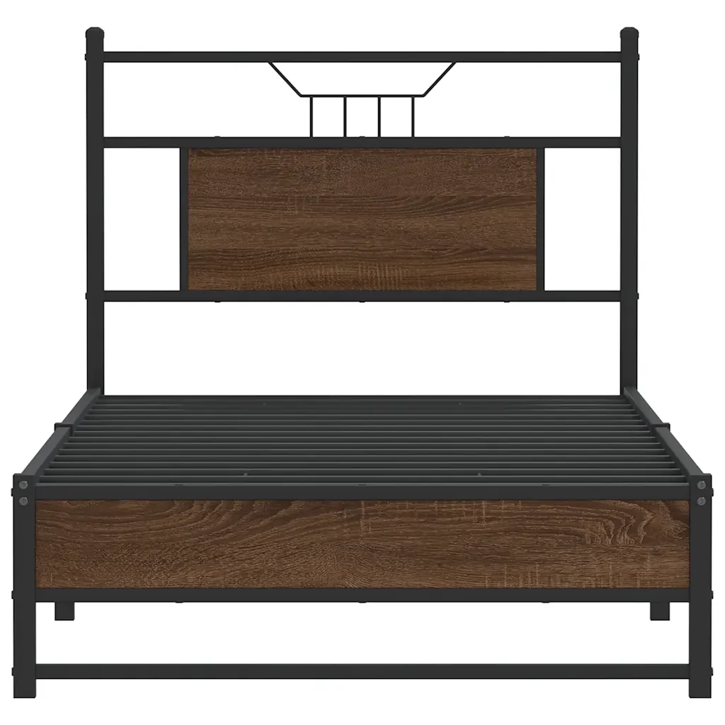 Letto singolo | Letto per adulti | Giroletto senza Materasso Rovere Marrone 80x200cm in Truciolato - Image 6