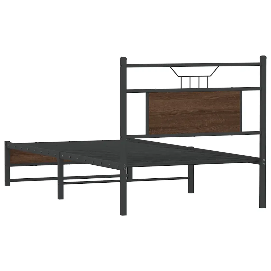 Letto singolo | Letto per adulti | Giroletto senza Materasso Rovere Marrone 80x200cm in Truciolato - Image 8