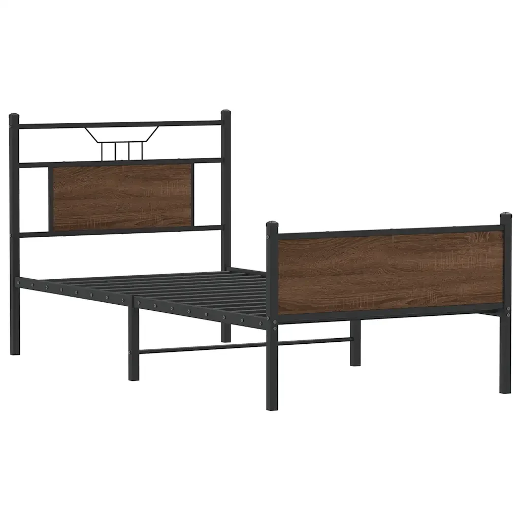 Letto singolo | Letto per adulti | Giroletto senza Materasso Rovere Marrone 80x200cm in Truciolato - Image 4