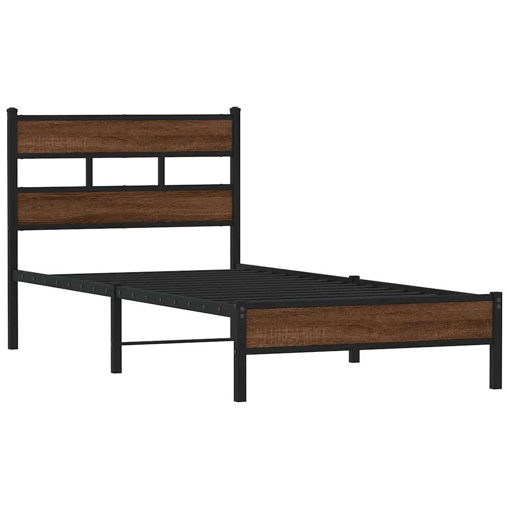Letto singolo | Letto per adulti | Giroletto senza Materasso Rovere Marrone 80x200cm in Truciolato - Image 3