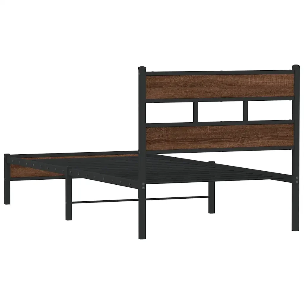 Letto singolo | Letto per adulti | Giroletto senza Materasso Rovere Marrone 80x200cm in Truciolato - Image 6
