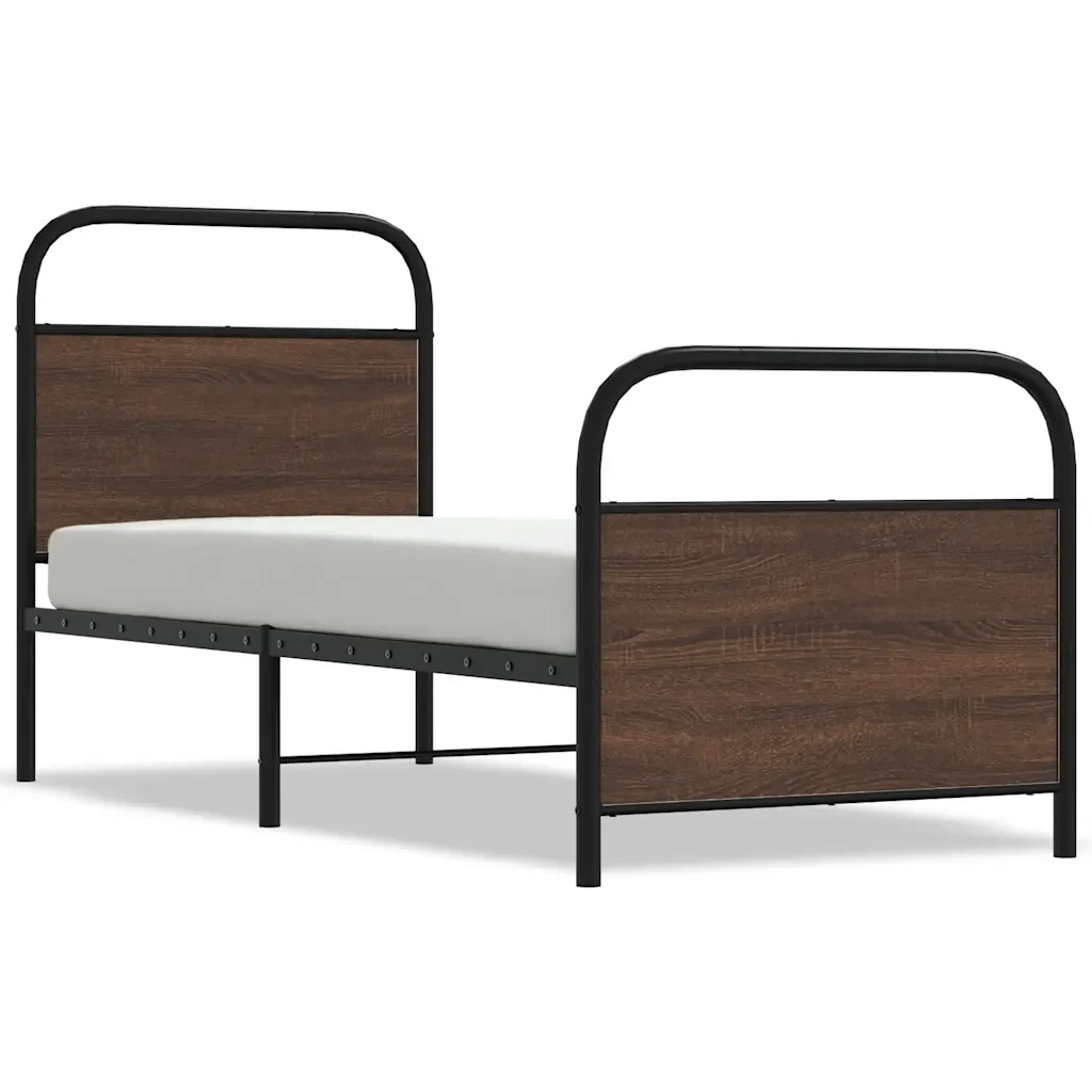 Letto singolo | Letto per adulti | Giroletto senza Materasso Rovere Marrone 80x200cm in Truciolato