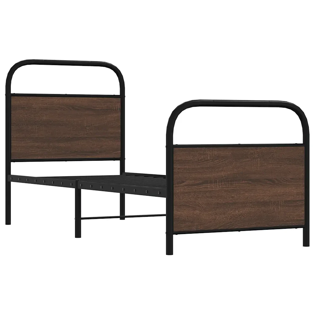 Letto singolo | Letto per adulti | Giroletto senza Materasso Rovere Marrone 80x200cm in Truciolato - Image 3
