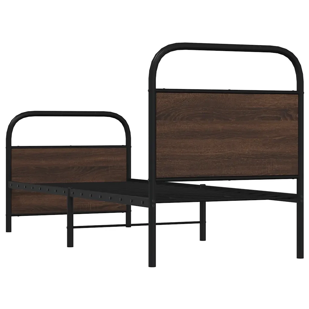 Letto singolo | Letto per adulti | Giroletto senza Materasso Rovere Marrone 80x200cm in Truciolato - Image 7