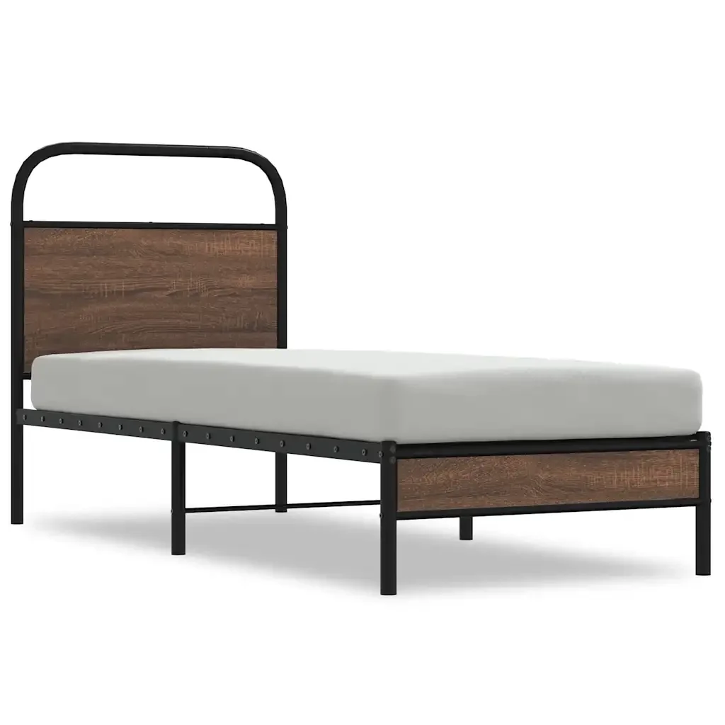 Letto singolo | Letto per adulti | Giroletto senza Materasso Rovere Marrone 80x200cm in Truciolato