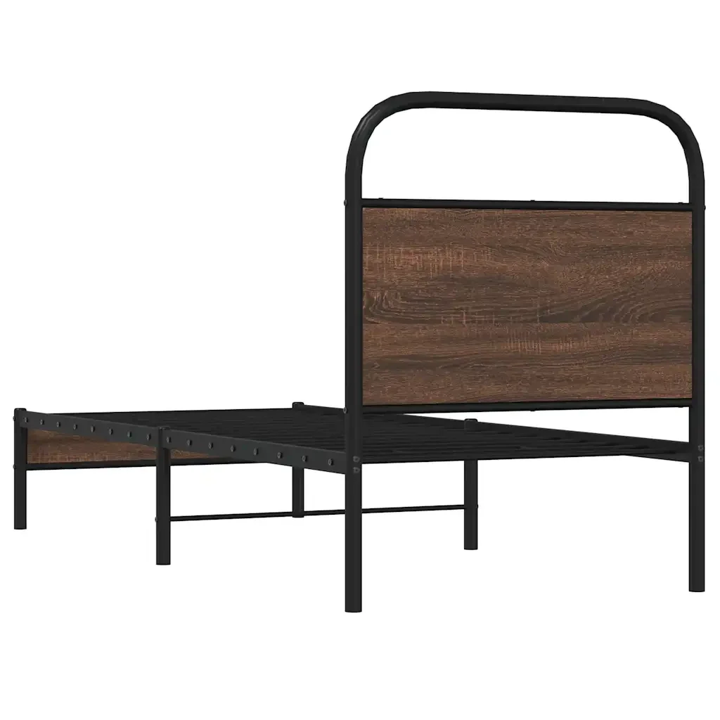 Letto singolo | Letto per adulti | Giroletto senza Materasso Rovere Marrone 80x200cm in Truciolato - Image 7