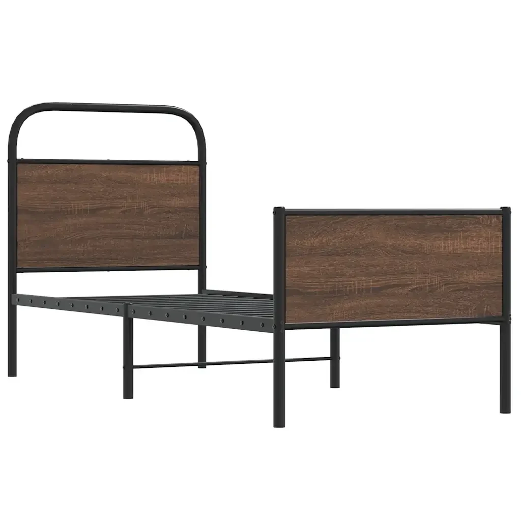 Letto singolo | Letto per adulti | Giroletto senza Materasso Rovere Marrone 80x200cm in Truciolato - Image 4