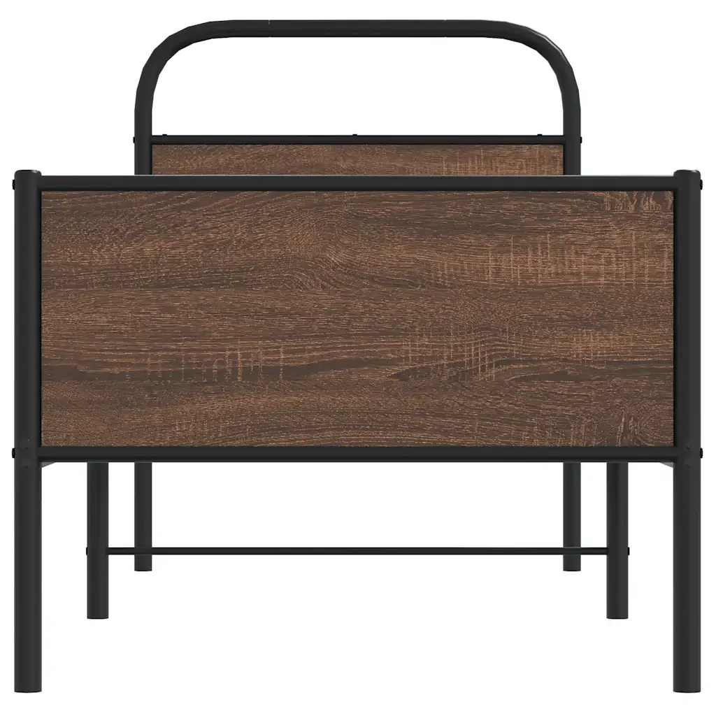 Letto singolo | Letto per adulti | Giroletto senza Materasso Rovere Marrone 80x200cm in Truciolato - Image 5