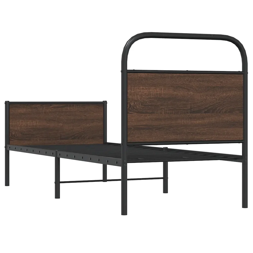 Letto singolo | Letto per adulti | Giroletto senza Materasso Rovere Marrone 80x200cm in Truciolato - Image 7