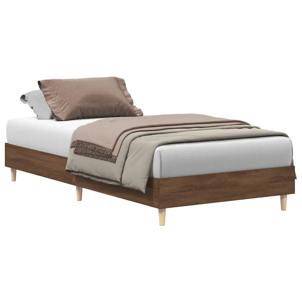 Letto singolo | Letto per adulti | Giroletto senza Materasso Rovere Marrone 90x190cm in Truciolato