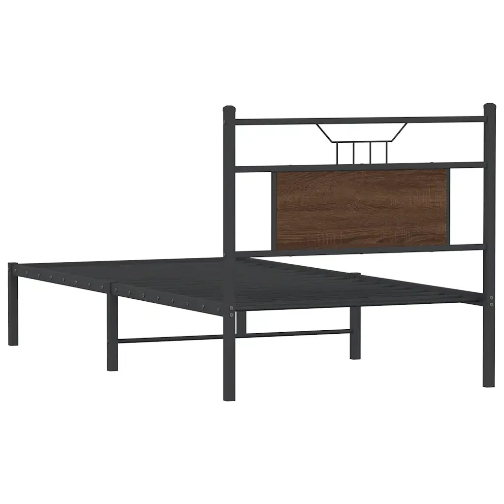 Letto singolo | Letto per adulti | Giroletto senza Materasso Rovere Marrone 90x190cm in Truciolato - Image 8
