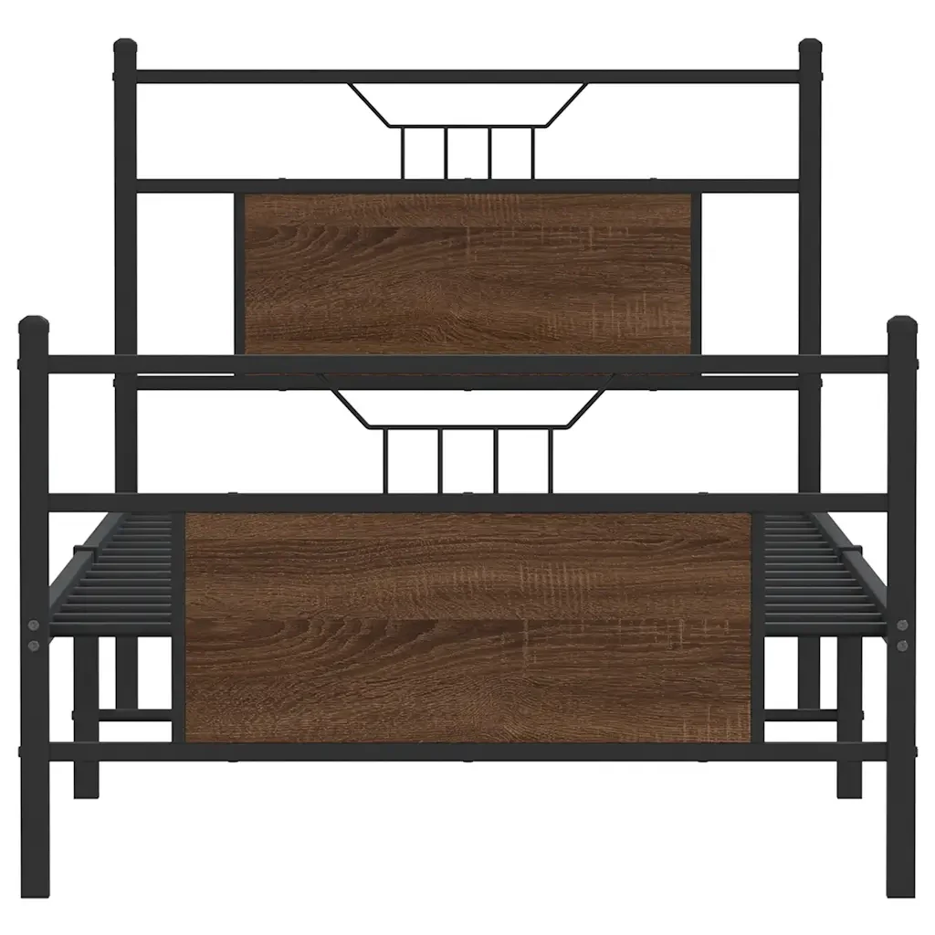 Letto singolo | Letto per adulti | Giroletto senza Materasso Rovere Marrone 90x190cm in Truciolato - Image 6