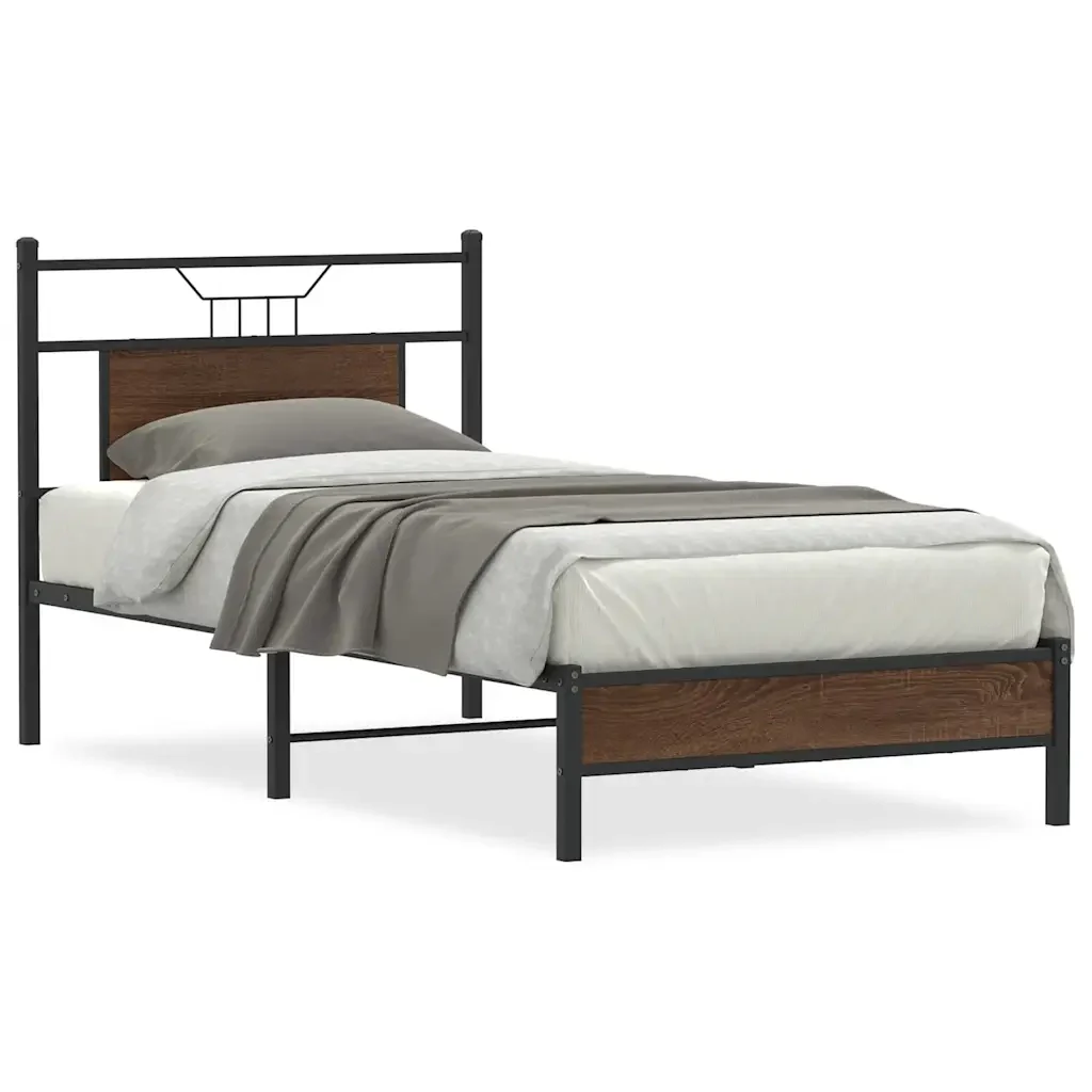 Letto singolo | Letto per adulti | Giroletto senza Materasso Rovere Marrone 90x190cm in Truciolato
