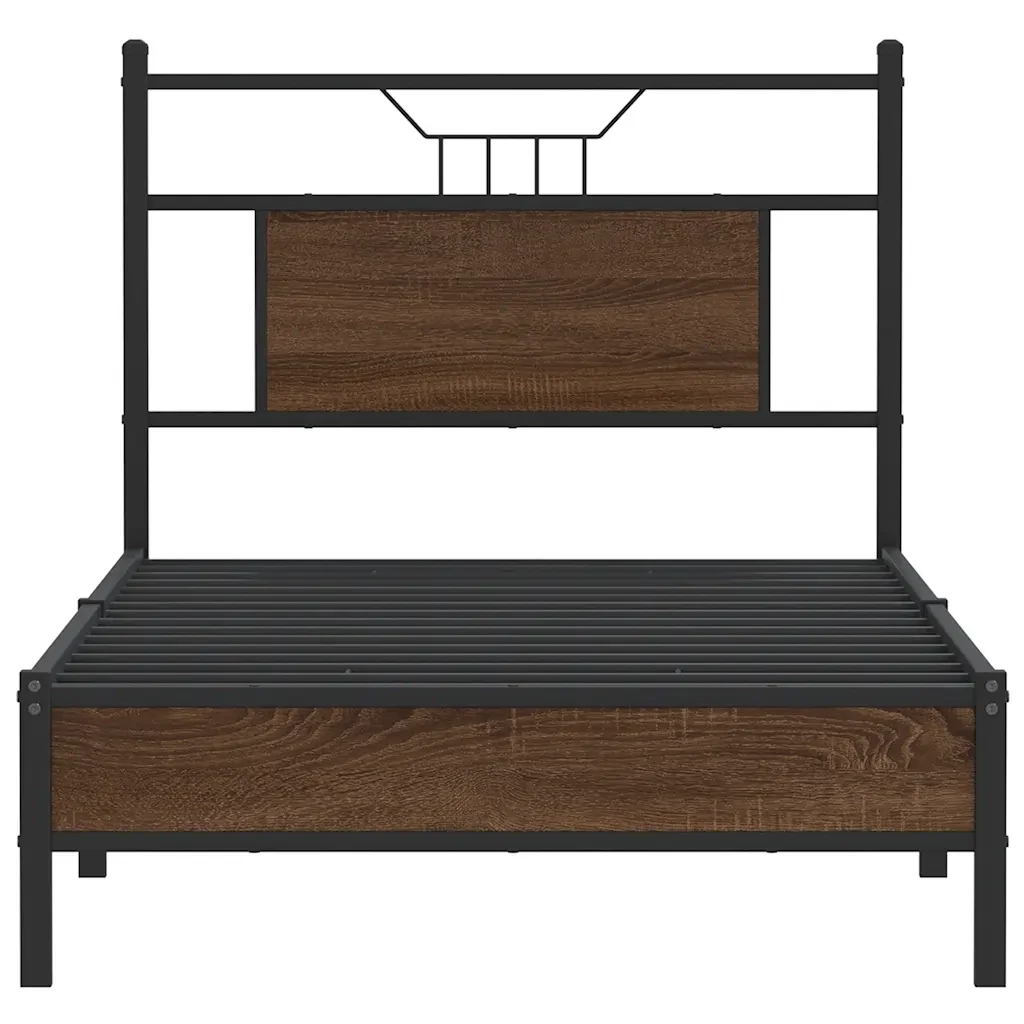 Letto singolo | Letto per adulti | Giroletto senza Materasso Rovere Marrone 90x190cm in Truciolato - Image 6