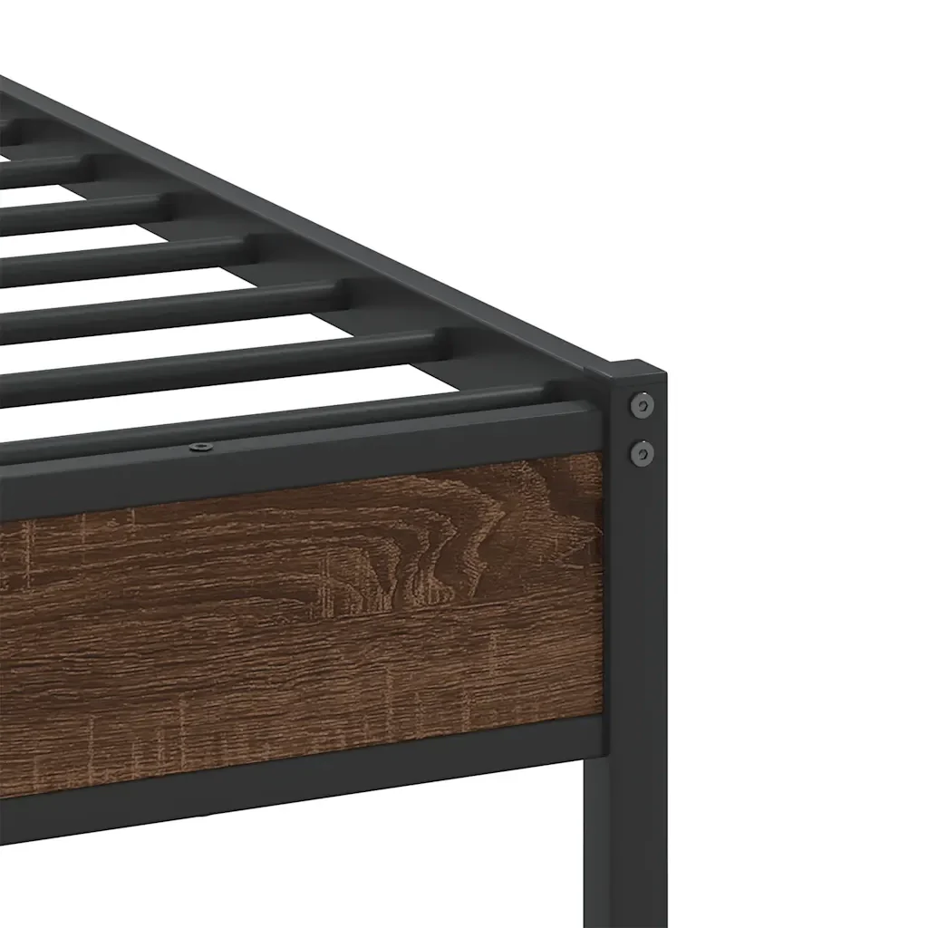Letto singolo | Letto per adulti | Giroletto senza Materasso Rovere Marrone 90x190cm in Truciolato - Image 10