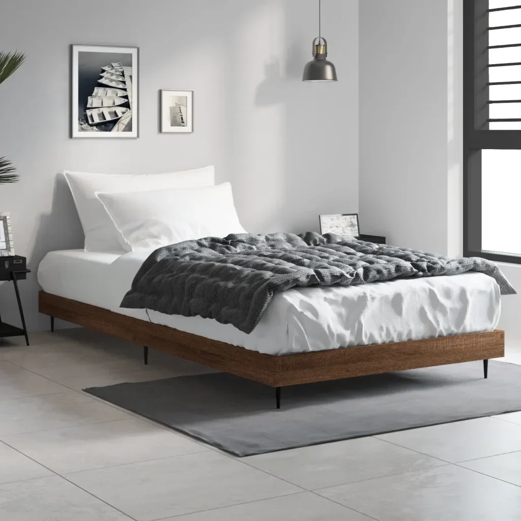 Letto singolo | Letto per adulti | Giroletto senza Materasso Rovere Marrone 90x190cm in Truciolato - Image 2