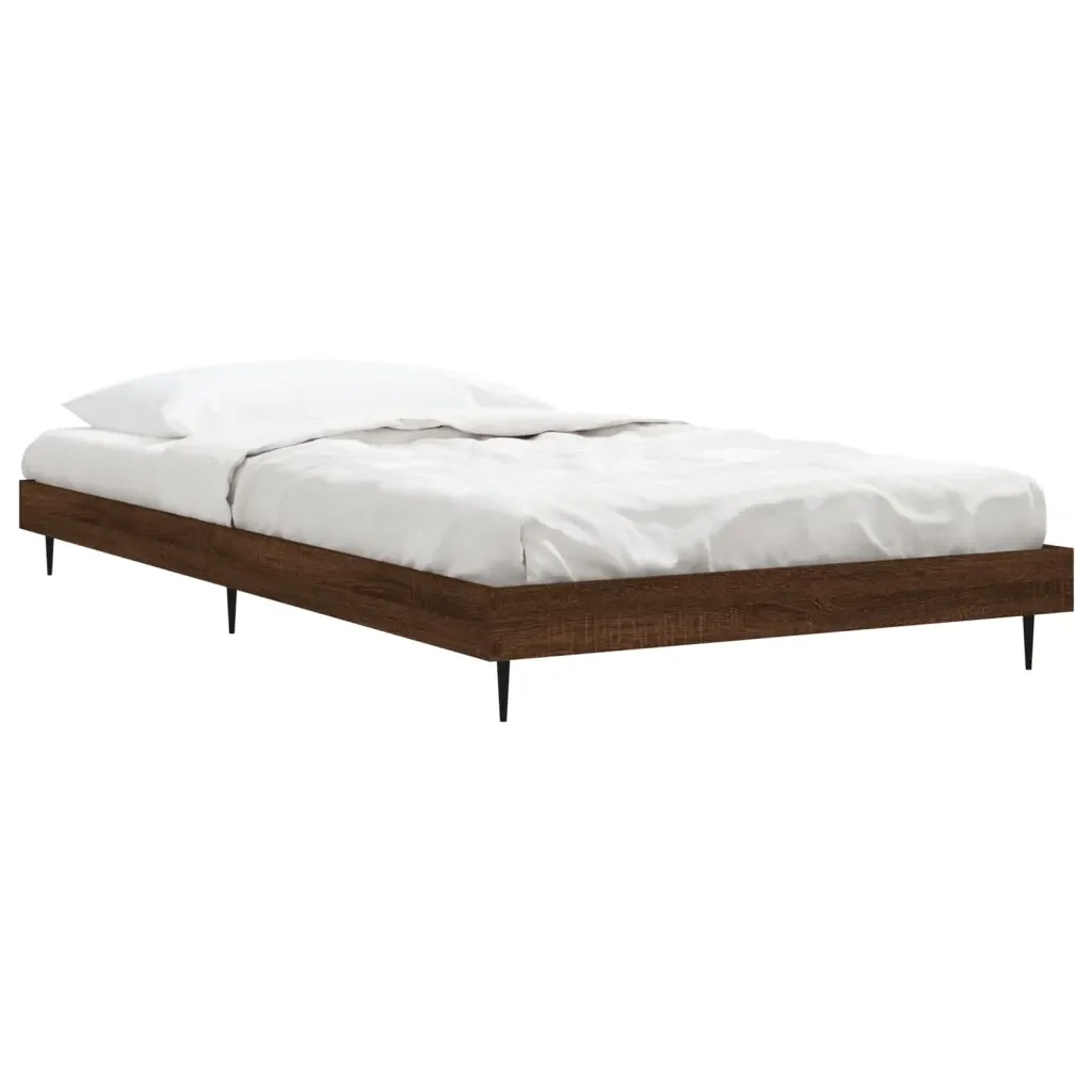 Letto singolo | Letto per adulti | Giroletto senza Materasso Rovere Marrone 90x190cm in Truciolato - Image 3