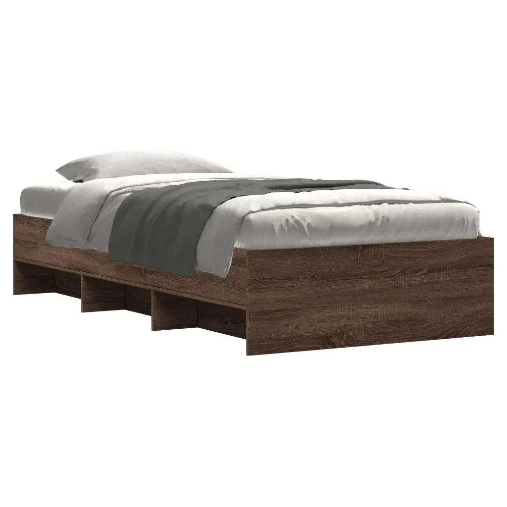 Letto singolo | Letto per adulti | Giroletto senza Materasso Rovere Marrone 90x190cm in Truciolato - Image 3