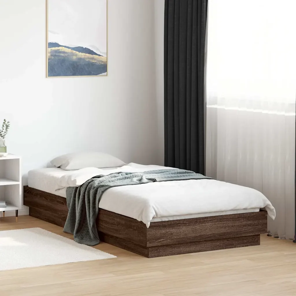 Letto singolo | Letto per adulti | Giroletto senza Materasso Rovere Marrone 90x190cm in Truciolato - Image 2